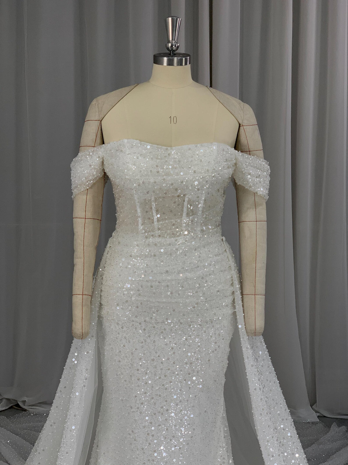 Off Shoulder Sparkly Mermaid Wedding Dress, Sequin Corset Bridal Gown