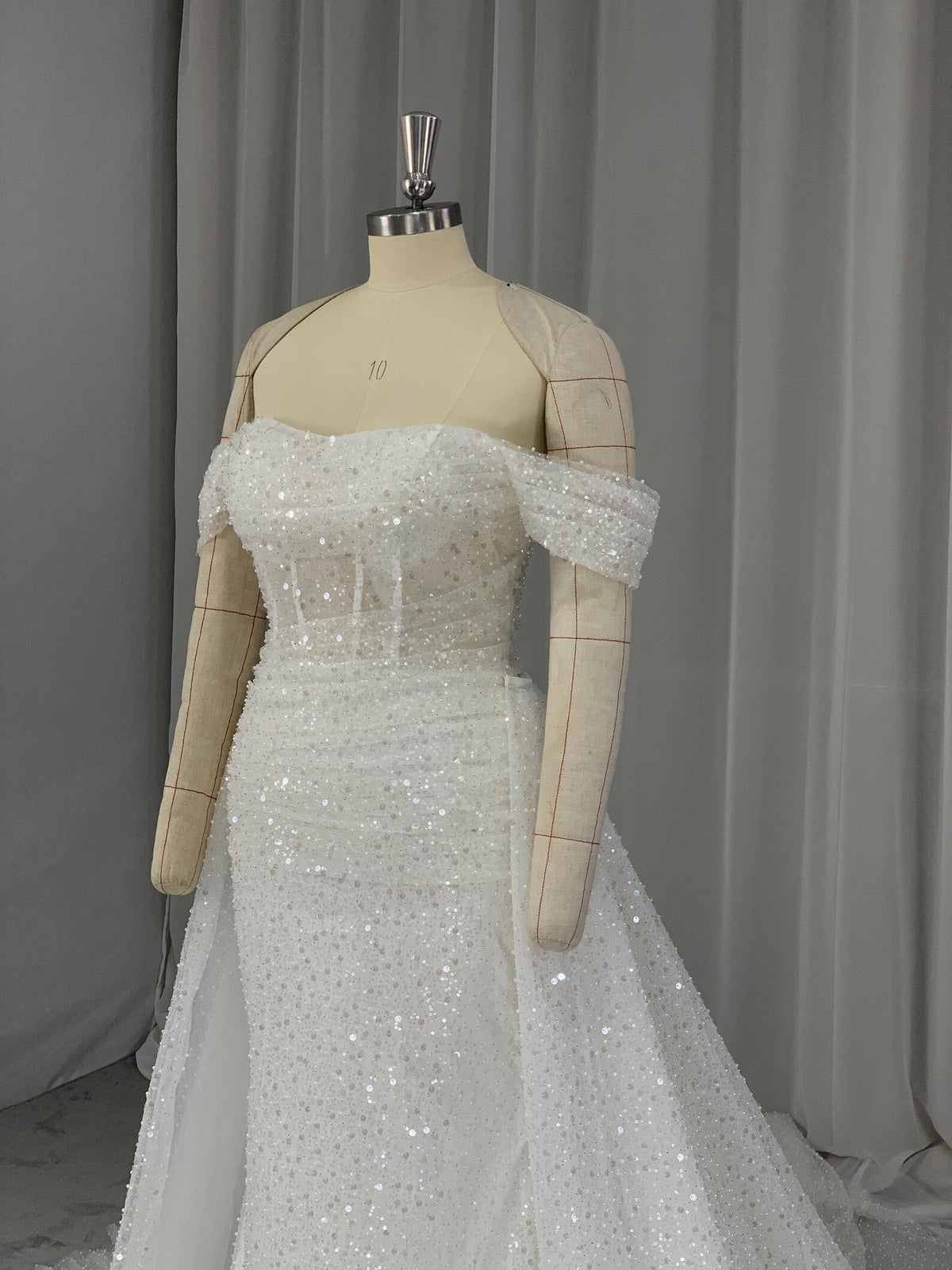 Off Shoulder Sparkly Mermaid Wedding Dress, Sequin Corset Bridal Gown
