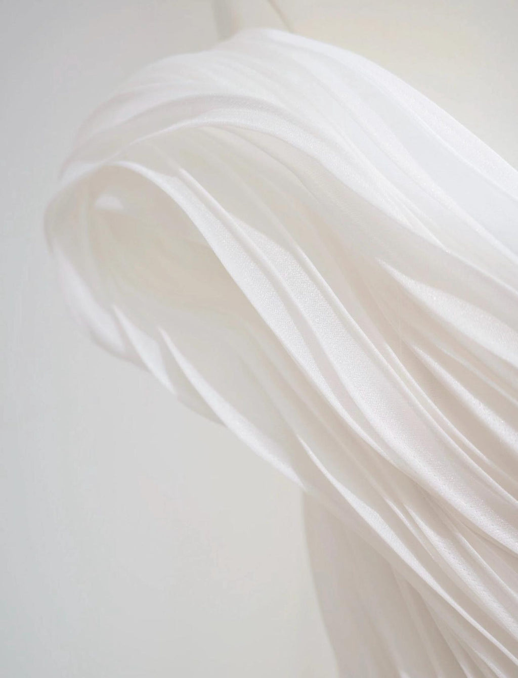 Off Shoulder Pleated Organza Mermaid Wedding Dress, Sculptural Ruffled Bridal Gown, Modern Wedding Gown