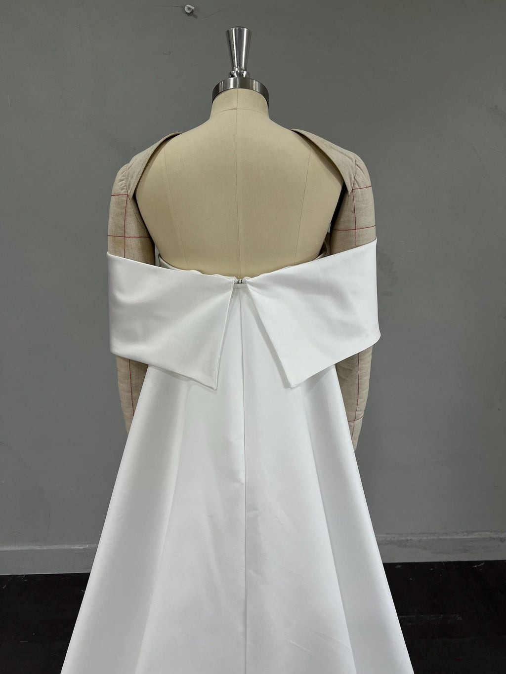 Off The Shoulder Satin Mermaid Wedding Dress, Twist Bodice Bridal Gown, Simple Elegant Wedding Gown With Train