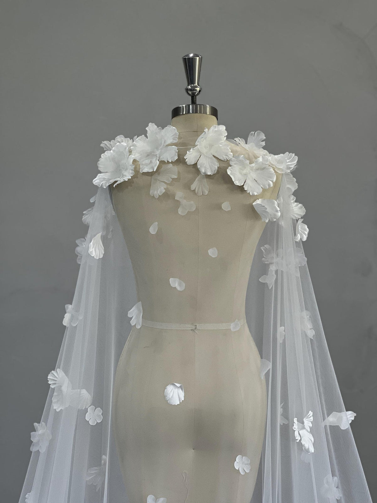 Strapless Satin Mermaid Wedding Dress, Draped Sweetheart Bridal Gown, 3D Floral Tulle Overskirt Custom Wedding Gown