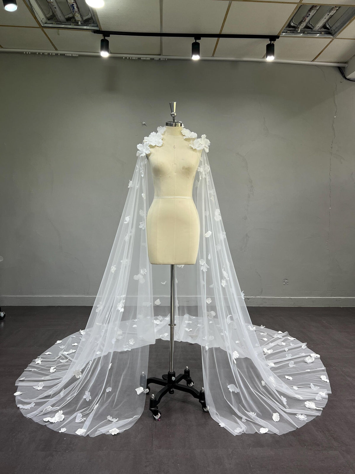Strapless Satin Mermaid Wedding Dress, Draped Sweetheart Bridal Gown, 3D Floral Tulle Overskirt Custom Wedding Gown