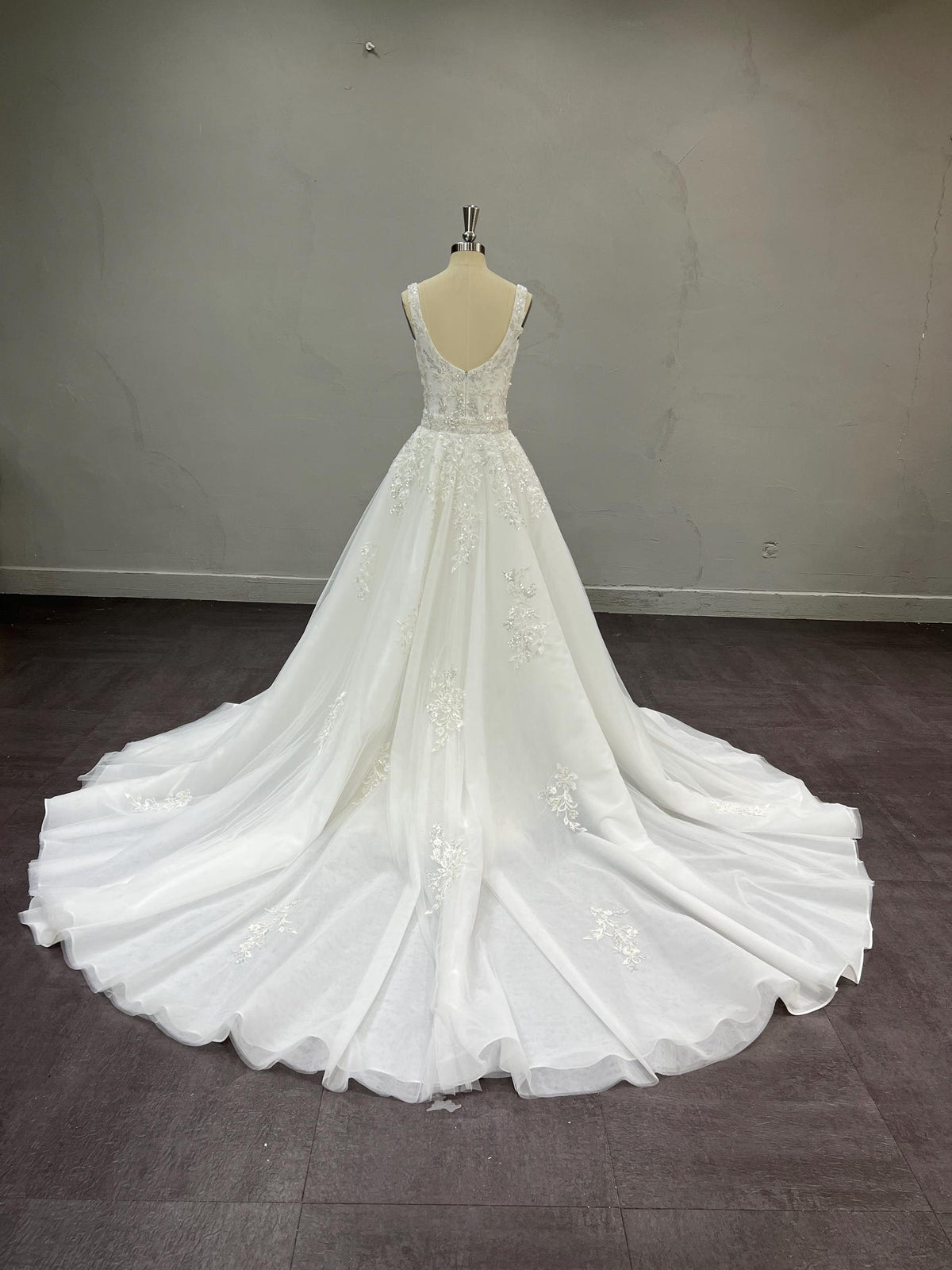 Strapless Draped Satin Mermaid Wedding Dress, 3D Floral Detachable Tulle Overskirt Bridal Gown, Custom Wedding Gown