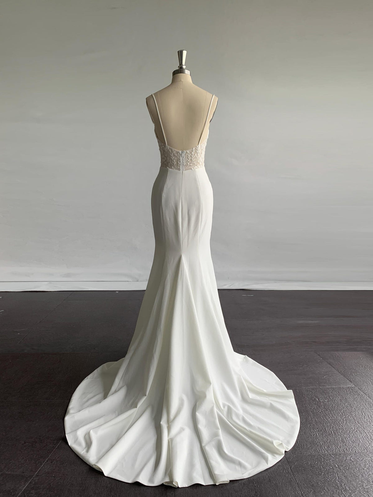 Spaghetti Strap Mermaid Wedding Dress, Slit Ruched Bridal Gown