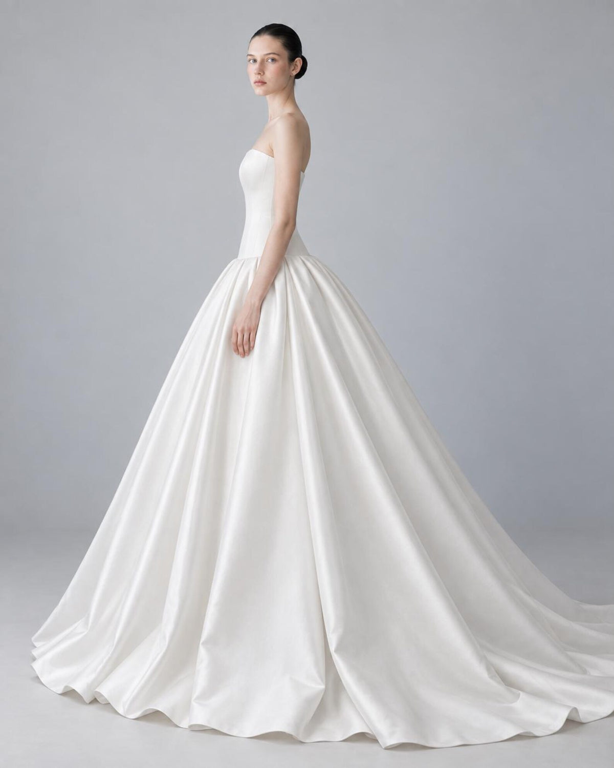 Minimalist Wedding Dress, Strapless Satin Ball Gown, Modern Simple Bridal Gown, Clean Elegant Wedding Dress, Fitted Bodice, Custom Made