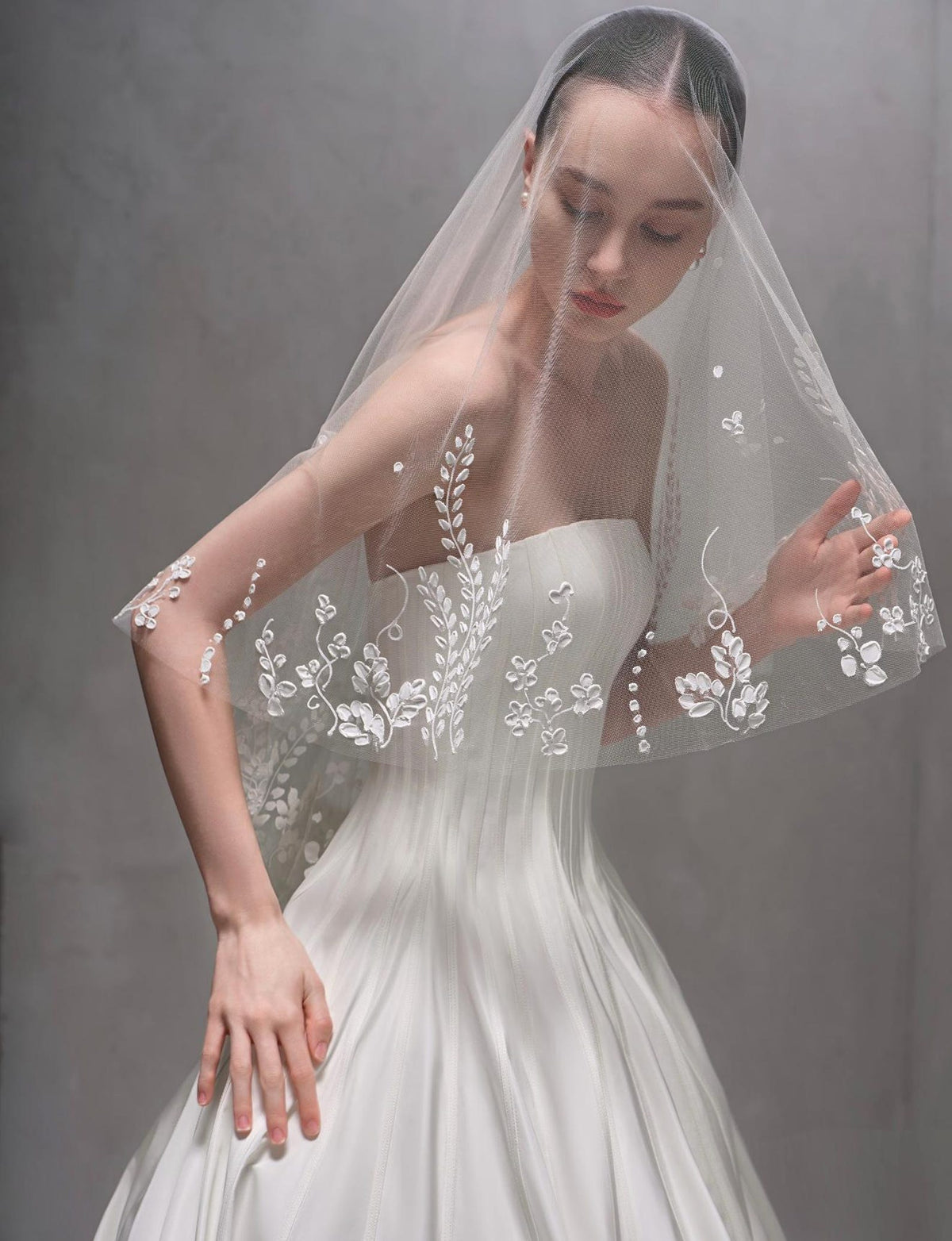 Minimalist Strapless Satin Ballgown Wedding Dress, Architectural Bandeau Corset Bridal Gown, Clean Modern Mikado Wedding Gown