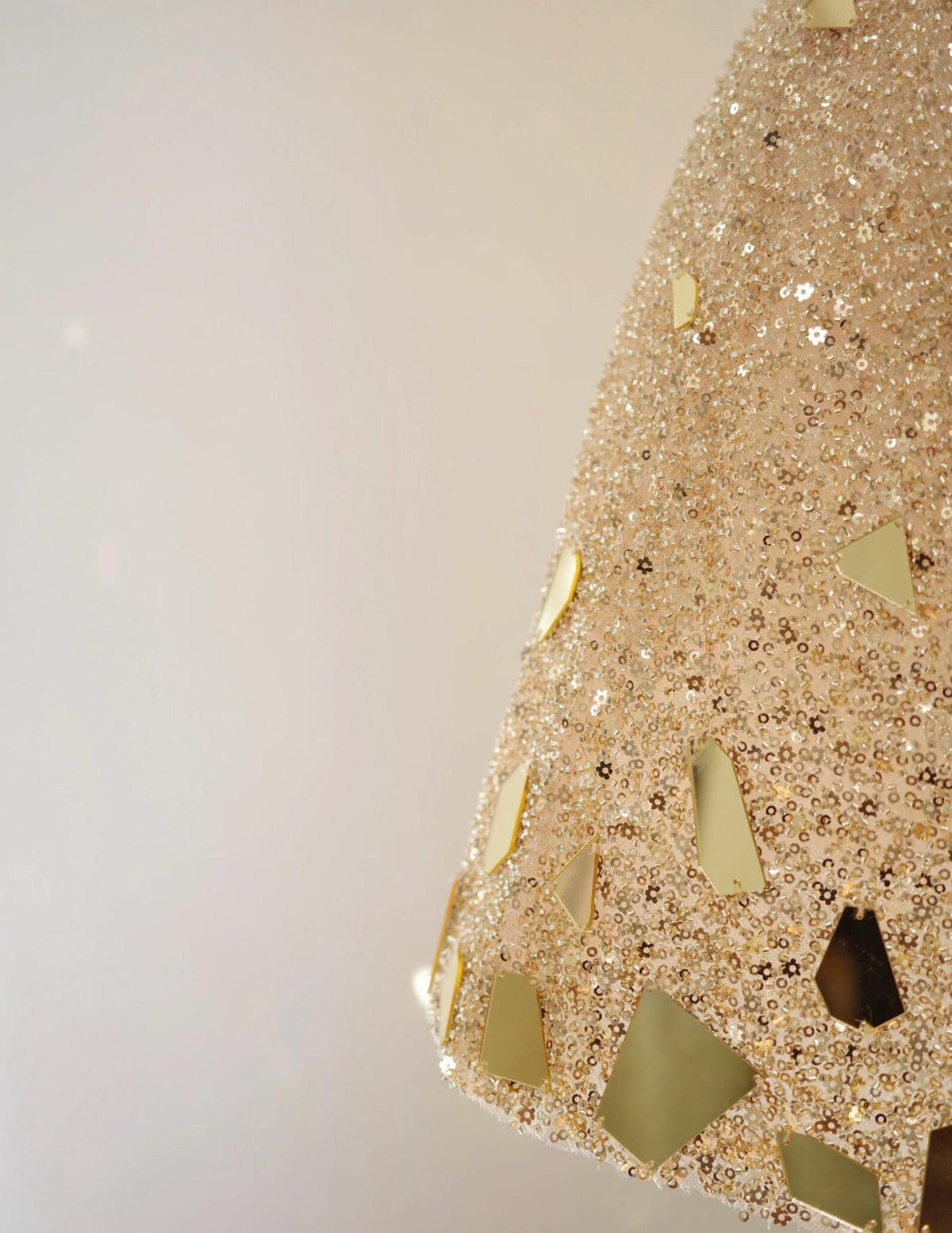 Gold Broken Mirror Strapless Mini Gown, Glitter Beaded A-Line Short Cocktail Dress, Custom Prom & Photoshoot Dress